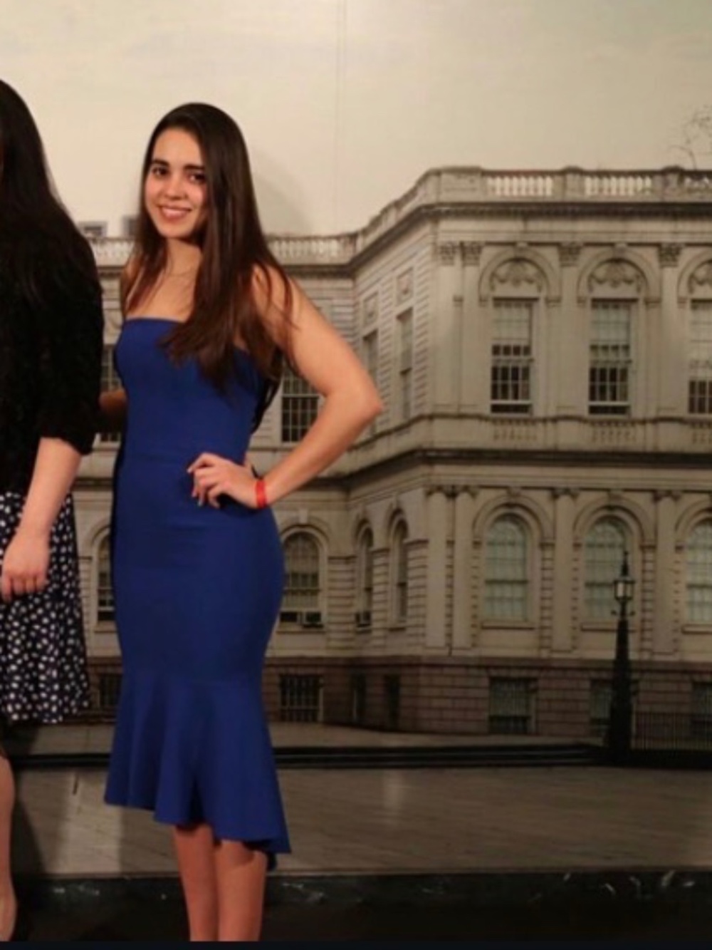 Black Halo Blue Ruffle Hem Dress - Size 2